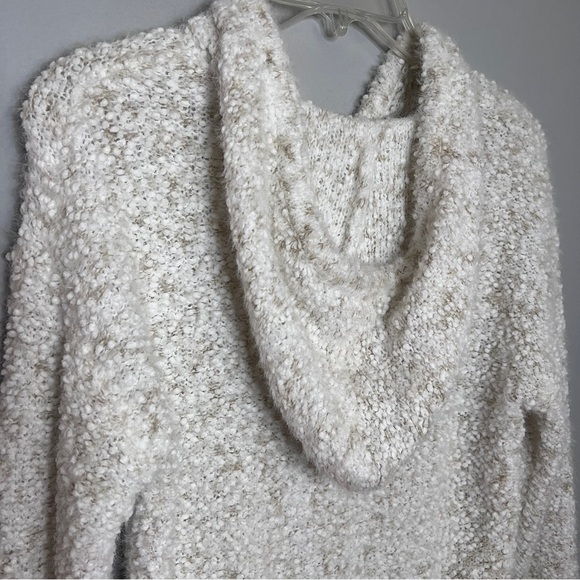 Ultra Flirt White & Tan Fuzzy Soft Textured Hooded Sweater Size XS EUC - Picture 5 of 8